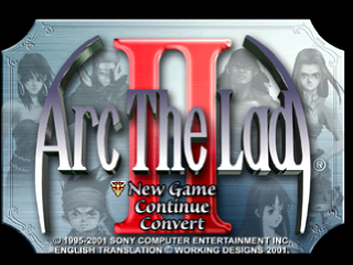 Arc The Lad II title screen for Playstation